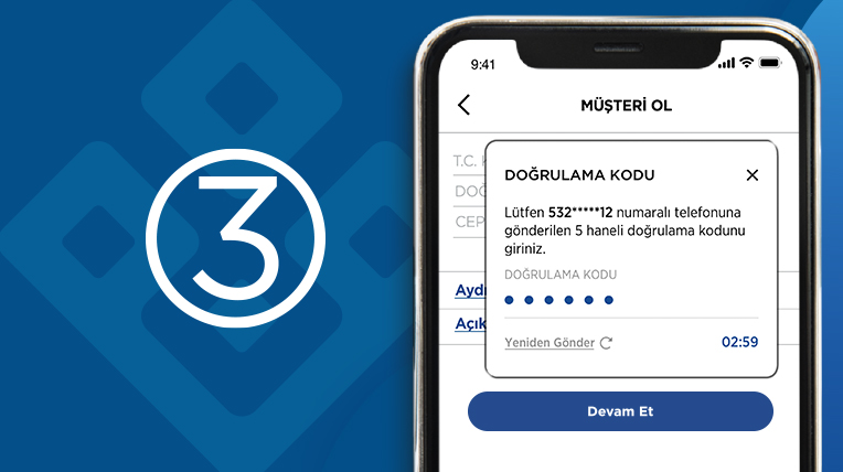 Cep telefonunuza gelen doğrulama kodunu girin.